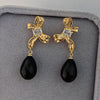 1 Pair Retro Water Droplets Bow Knot Plating Inlay Copper Zircon Drop Earrings