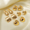 1 Pair Retro Water Droplets Solid Color Plating 304 Stainless Steel 18K Gold Plated Ear Studs