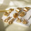 1 Pair Retro Water Droplets Solid Color Plating 304 Stainless Steel 18K Gold Plated Ear Studs