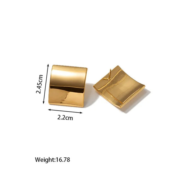 1 Pair Retro Water Droplets Solid Color Plating 304 Stainless Steel 18K Gold Plated Ear Studs