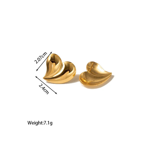 1 Pair Retro Water Droplets Solid Color Plating 304 Stainless Steel 18K Gold Plated Ear Studs