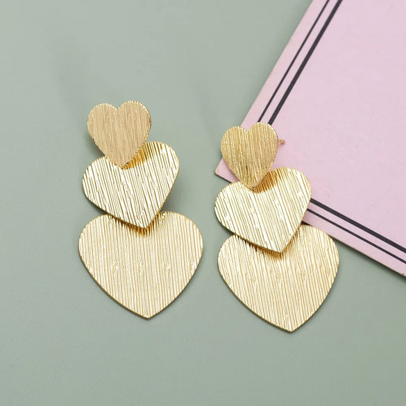 1 Pair Romantic Heart Shape Plating Metal Drop Earrings