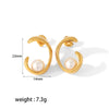 1 Pair Romantic Sweet Pearl Plating Inlay 304 Stainless Steel Artificial Pearls 18K Gold Plated Ear Studs