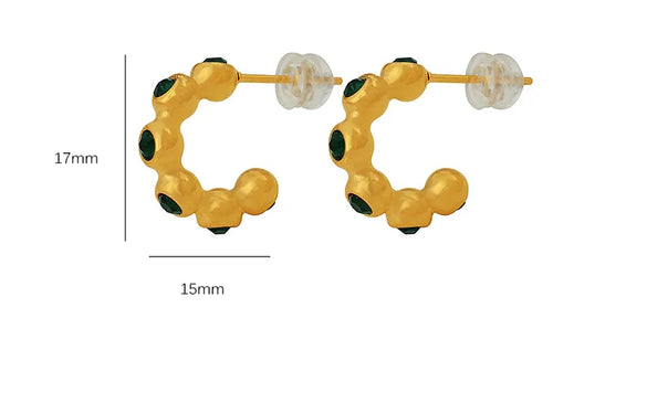 1 Pair Sexy Bohemian Modern Style C Shape Handmade Plating Inlay 304 Stainless Steel Titanium Steel Zircon 18K Gold Plated Ear Studs