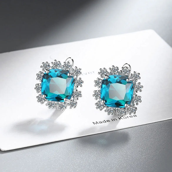 1 Pair Shiny Geometric Inlay Copper Zircon Earrings