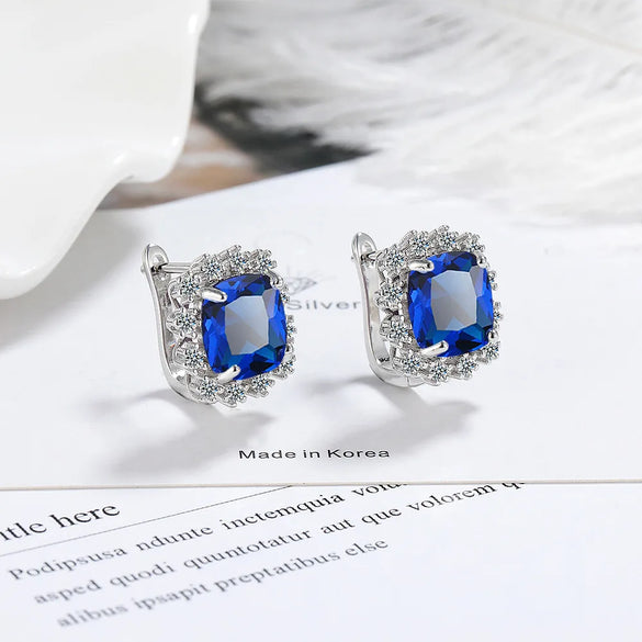 1 Pair Shiny Geometric Inlay Copper Zircon Earrings