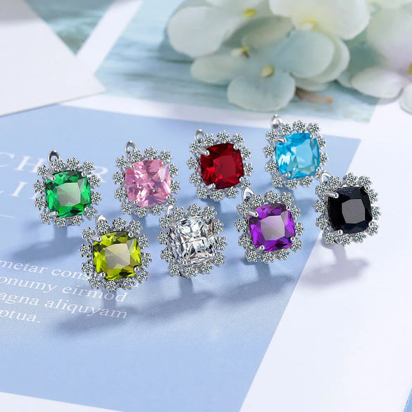 1 Pair Shiny Geometric Inlay Copper Zircon Earrings