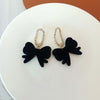 1 Pair Simple Style Bow Knot Flannel Inlay Artificial Diamond Women'S Drop Earrings