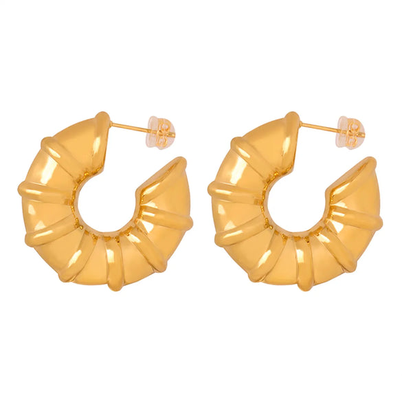 1 Pair Simple Style C Shape Plating Titanium Steel 18k Gold Plated Ear Studs