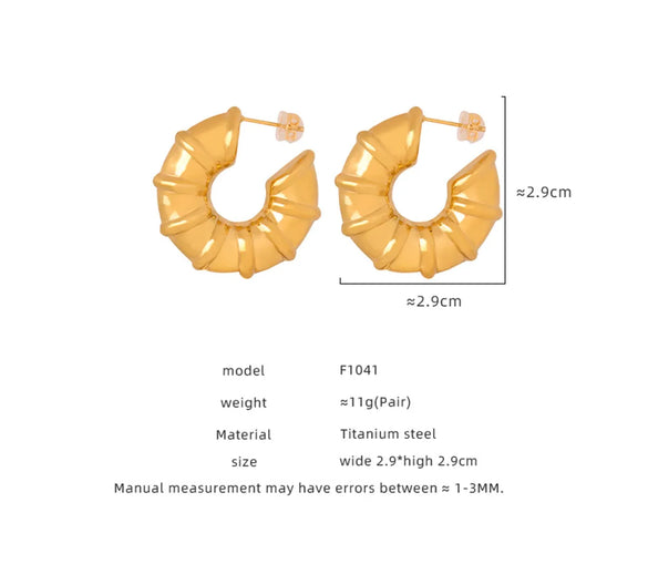 1 Pair Simple Style C Shape Plating Titanium Steel 18k Gold Plated Ear Studs