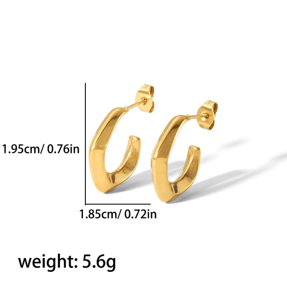 1 Pair Simple Style C Shape Polishing Plating 304 Stainless Steel Ear Studs