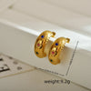 1 Pair Simple Style C Shape Star Plating Inlay Stainless Steel Zircon 18k Gold Plated Ear Studs