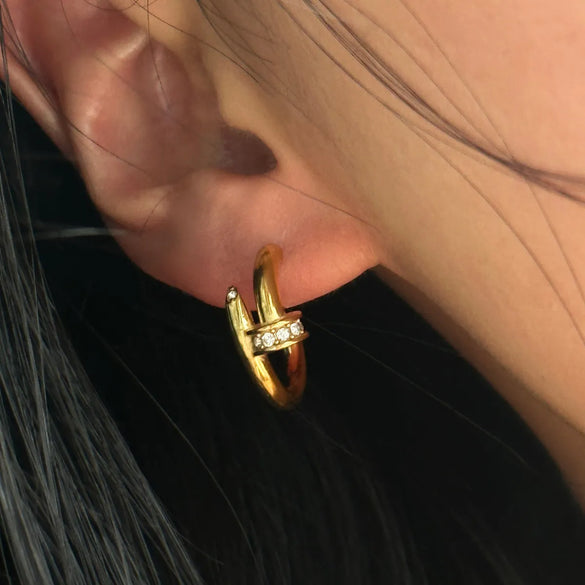 1 Pair Simple Style C Shape Plating Inlay Titanium Steel Zircon Ear Studs