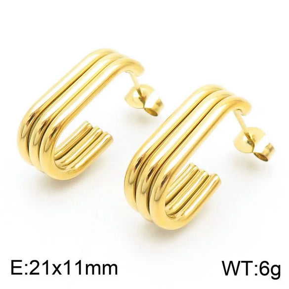 1 Pair Simple Style C Shape U Shape Geometric 304 Stainless Steel 18K Gold Plated Ear Studs