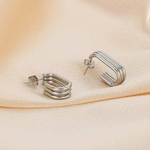 1 Pair Simple Style C Shape U Shape Geometric 304 Stainless Steel 18K Gold Plated Ear Studs