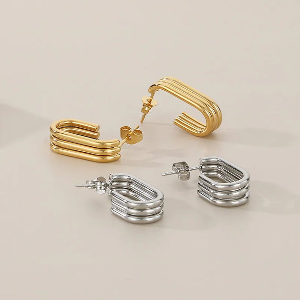 1 Pair Simple Style C Shape U Shape Geometric 304 Stainless Steel 18K Gold Plated Ear Studs