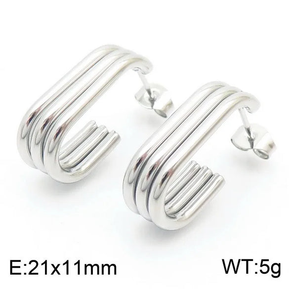 1 Pair Simple Style C Shape U Shape Geometric 304 Stainless Steel 18K Gold Plated Ear Studs