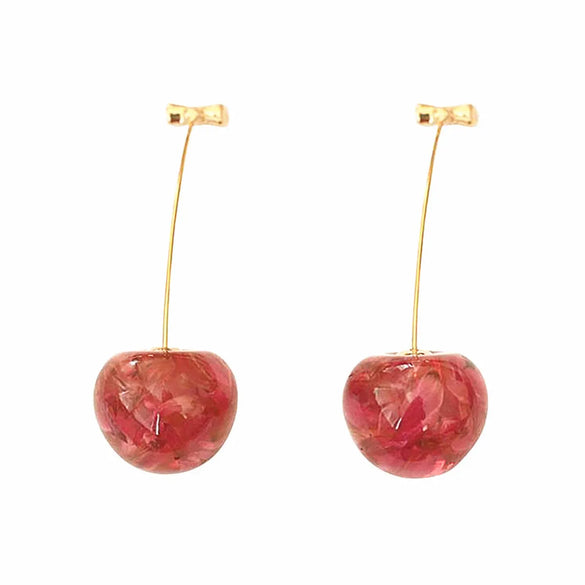 1 Pair Simple Style Cherry Alloy Patchwork Women's Drop Earrings
