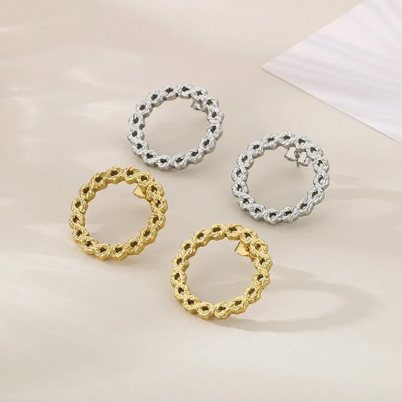 1 Pair Simple Style Circle Solid Color 304 Stainless Steel 18K Gold Plated Ear Studs