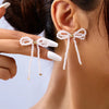 1 Pair Simple Style Classic Style Bow Knot Beaded Imitation Pearl Alloy Ear Studs