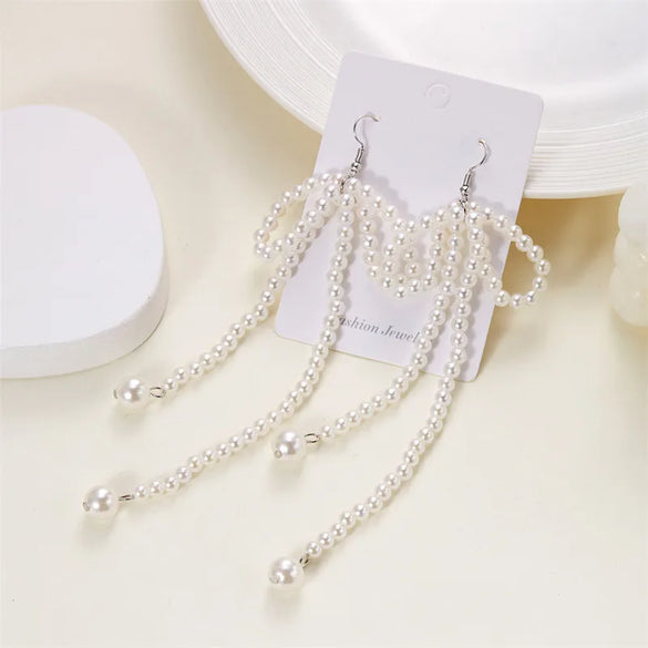 1 Pair Simple Style Classic Style Bow Knot Beaded Imitation Pearl Alloy Ear Studs