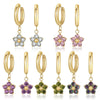 1 Pair Simple Style Classic Style Flower Inlay 304 Stainless Steel Zircon Drop Earrings