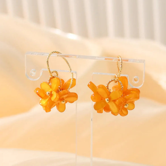 1 Pair Simple Style Classic Style Flower Plating Inlay Brass Zircon 14k Gold Plated 18k Gold Plated Drop Earrings