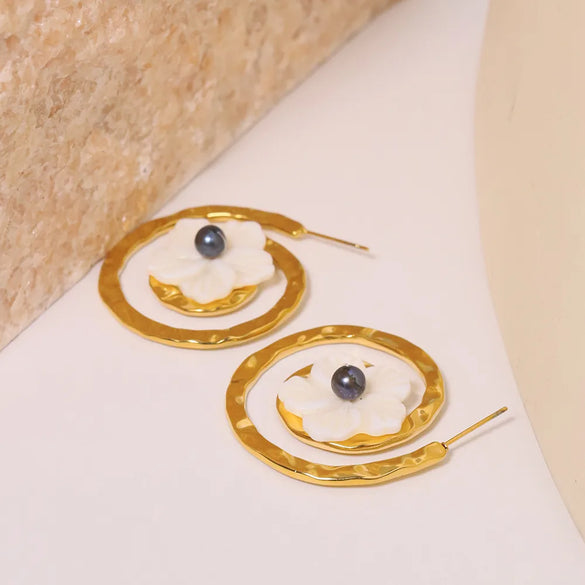 1 Pair Simple Style Classic Style Flower 304 Stainless Steel Gold Plated Earrings