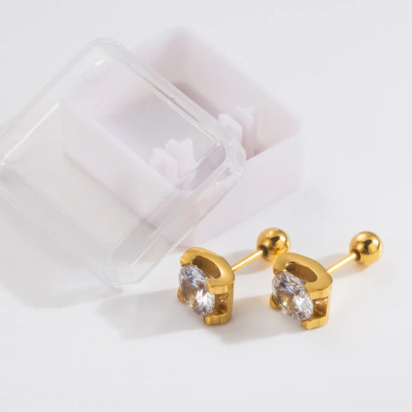 1 Pair Simple Style Classic Style Heart Shape Bow Knot Plating 304 Stainless Steel 14K Gold Plated Ear Studs