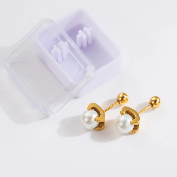 1 Pair Simple Style Classic Style Heart Shape Bow Knot Plating 304 Stainless Steel 14K Gold Plated Ear Studs