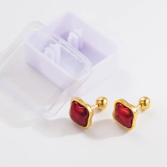 1 Pair Simple Style Classic Style Heart Shape Bow Knot Plating 304 Stainless Steel 14K Gold Plated Ear Studs