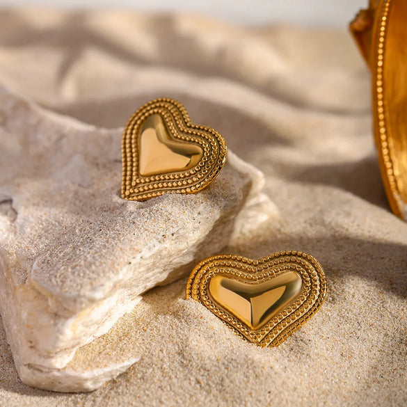 1 Pair Simple Style Classic Style Heart Shape Plating 316 Stainless Steel  18K Gold Plated Ear Studs
