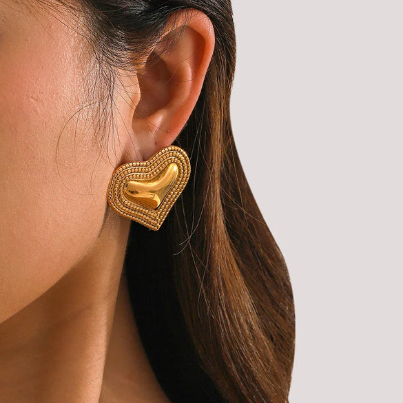 1 Pair Simple Style Classic Style Heart Shape Plating 316 Stainless Steel  18K Gold Plated Ear Studs