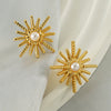 1 Pair Simple Style Classic Style Hexagram Inlay 304 Stainless Steel Artificial Pearls 18K Gold Plated Ear Studs