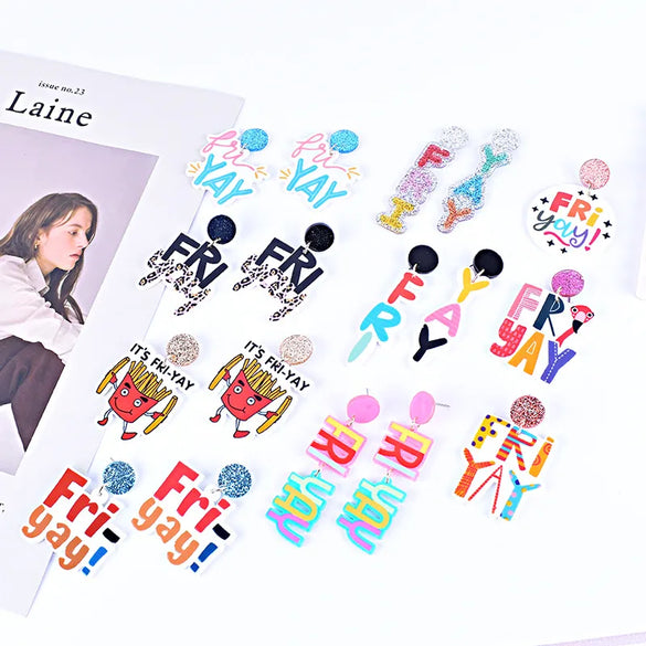 1 Pair Simple Style Classic Style Letter Printing Arylic Drop Earrings