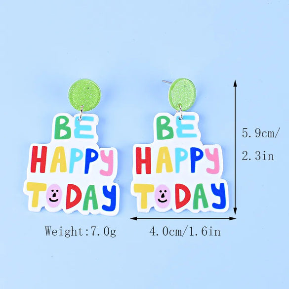 1 Pair Simple Style Classic Style Letter Printing Arylic Drop Earrings