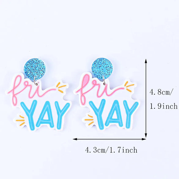 1 Pair Simple Style Classic Style Letter Printing Arylic Drop Earrings