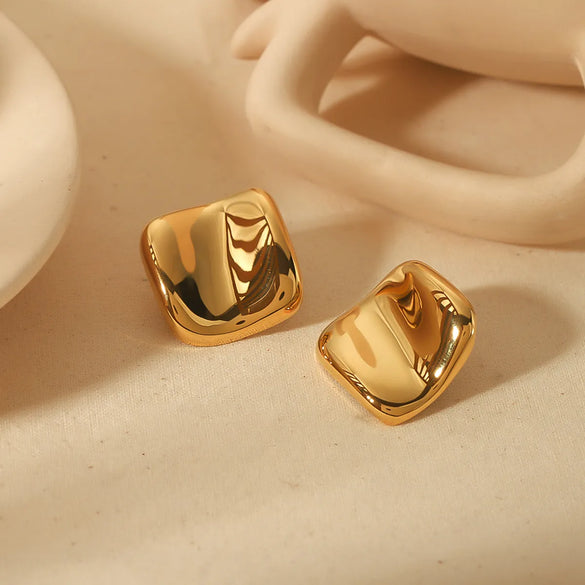1 Pair Simple Style Classic Style Quadrilateral Polishing Plating 304 Stainless Steel 18K Gold Plated Ear Studs