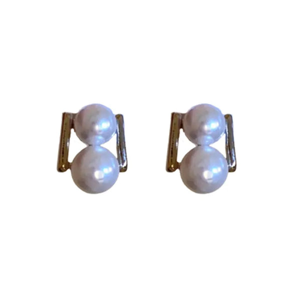 1 Pair Simple Style Classic Style Round Inlay Imitation Pearl Rhinestones Ear Studs
