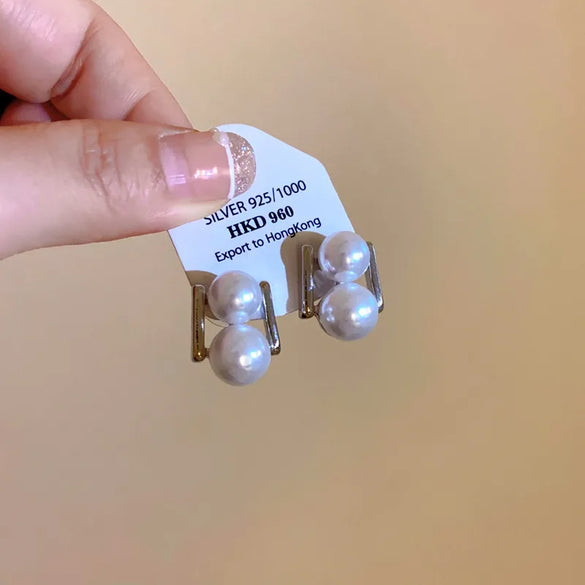 1 Pair Simple Style Classic Style Round Inlay Imitation Pearl Rhinestones Ear Studs