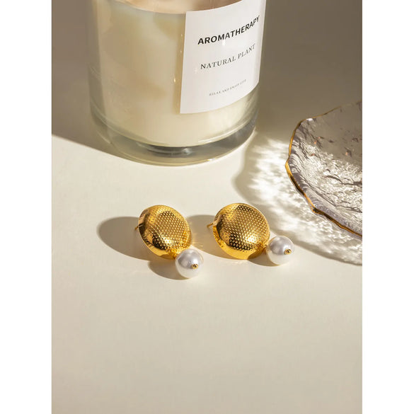 1 Pair Simple Style Classic Style Round Plating 304 Stainless Steel 18K Gold Plated Drop Earrings