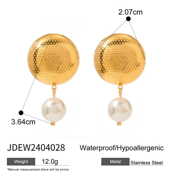 1 Pair Simple Style Classic Style Round Plating 304 Stainless Steel 18K Gold Plated Drop Earrings