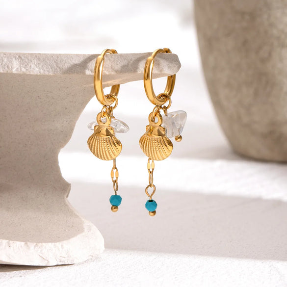 1 Pair Simple Style Classic Style Shell 304 Stainless Steel Drop Earrings