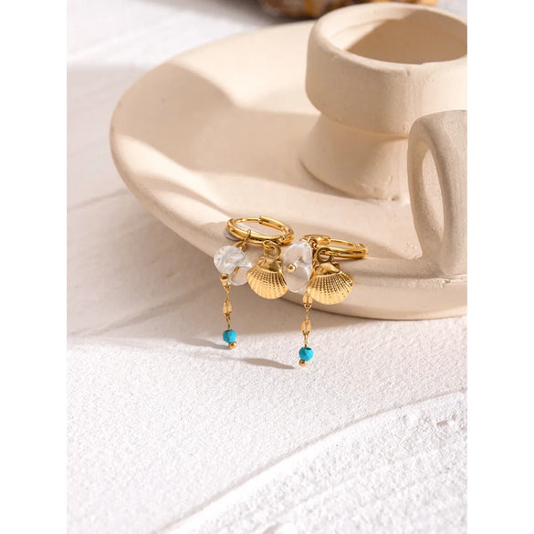 1 Pair Simple Style Classic Style Shell 304 Stainless Steel Drop Earrings