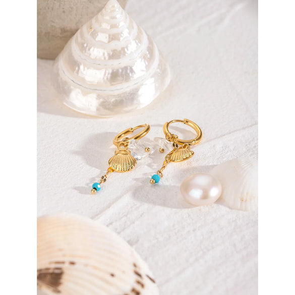 1 Pair Simple Style Classic Style Shell 304 Stainless Steel Drop Earrings