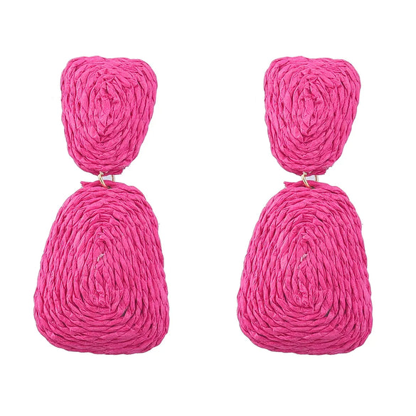 1 Pair Simple Style Classic Style Solid Color Patchwork Alloy Raffia Drop Earrings