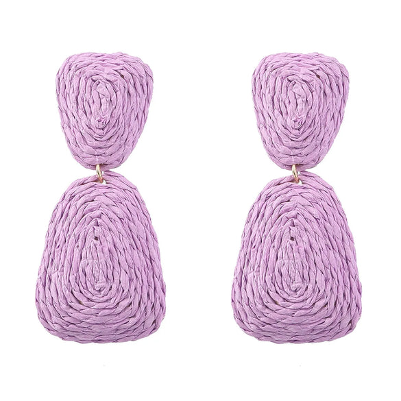 1 Pair Simple Style Classic Style Solid Color Patchwork Alloy Raffia Drop Earrings
