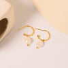 1 Pair Simple Style Classic Style Solid Color Patchwork Plating 304 Stainless Steel Pearl 18K Gold Plated Drop Earrings