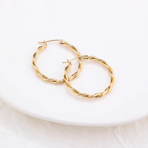 1 Pair Simple Style Classic Style Solid Color Plating 304 Stainless Steel 18K Gold Plated Earrings