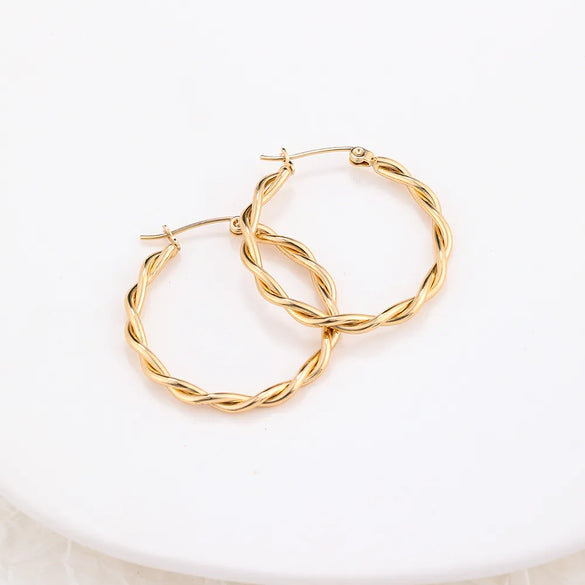 1 Pair Simple Style Classic Style Solid Color Plating 304 Stainless Steel 18K Gold Plated Earrings